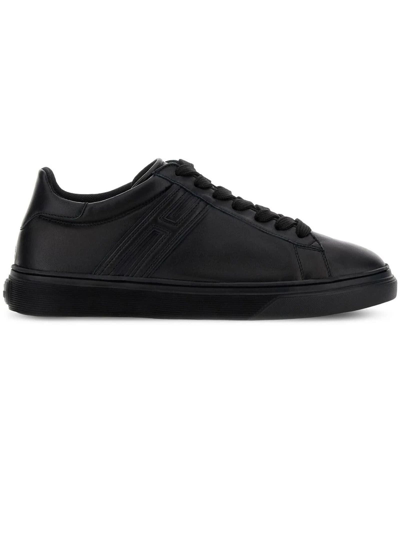 Hogan Low-top Tonal Leather Trainers In Schwarz