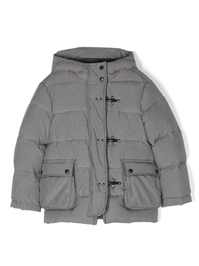 Fay Kids' 3 Ganci Hooded Down Jacket In Grey