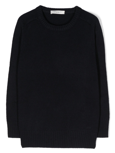 Paolo Pecora Kids' Embroidered-logo Crew-neck Jumper In Black