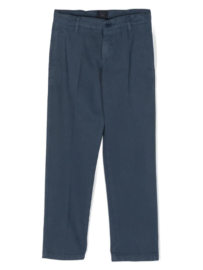 Fay Kids' Slim-cut Cotton Chino Trousers In Blue