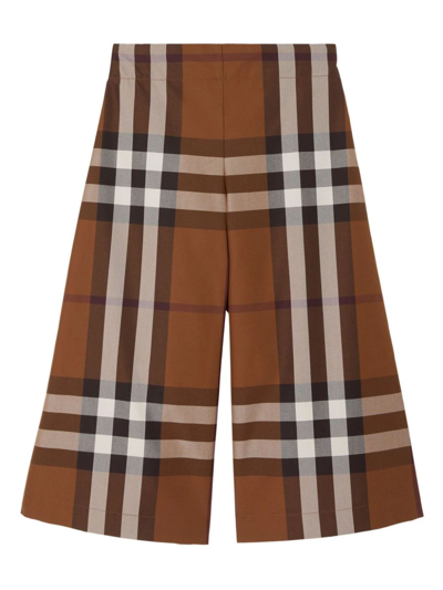 Burberry Kids' Girls Brown Check Cotton Trousers