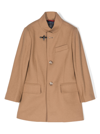 Fay Kids' Hook-detail Single-breasted Coat In Neutrals