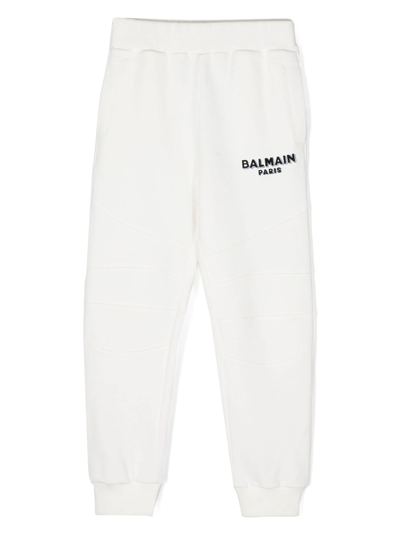 Balmain Kids' White Cotton Trackpants