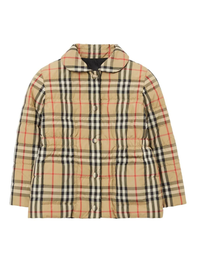 Burberry Kids' Reversible Check Puffer Jacket (3-14 Years) In Grey