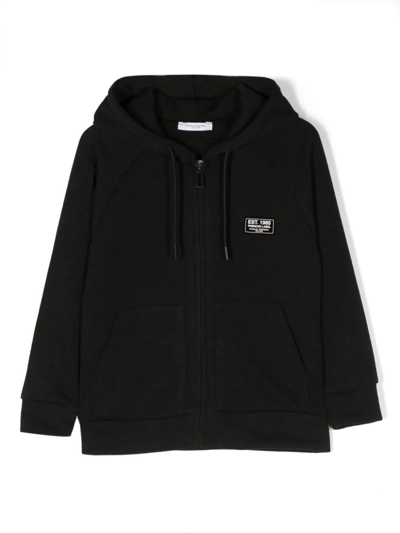 Paolo Pecora Kids' Logo-patch Zip-up Hoodie In Black
