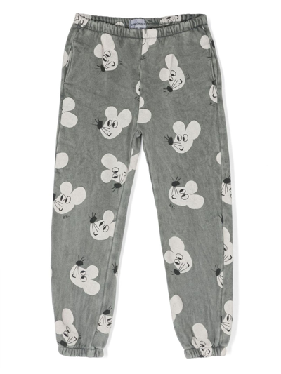 Bobo Choses Kids' Mouse-print Cotton Track Trousers In Grey