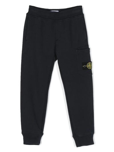 Stone Island Junior Kids' Logo-patch Track Pants In Blue