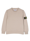 Stone Island Kids' Neutral Compass-patch Cotton Sweater In Neutrals