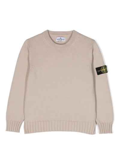 Stone Island Junior Kids' Neutral Compass-patch Cotton Sweater In Neutrals