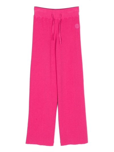 Maison Margiela Kids' Pink Cotton-cashmere Blend Trousers In Fuchsia