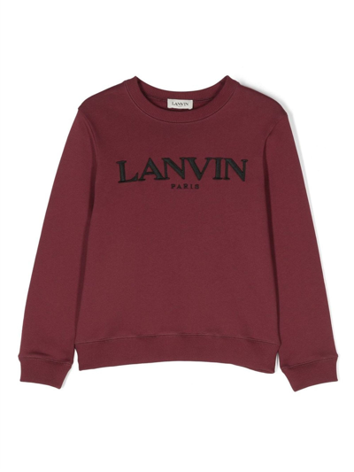 Lanvin Kids' Bordeaux Red Cotton Sweatshirt In Rosso Bordeaux
