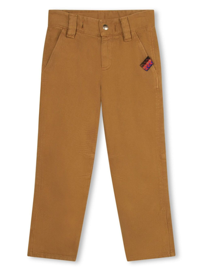 Lanvin Kids' Butterscotch Brown Cotton Trousers In Beige