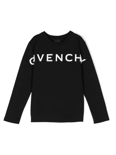 Givenchy Kids' Logo棉质t恤 In Black