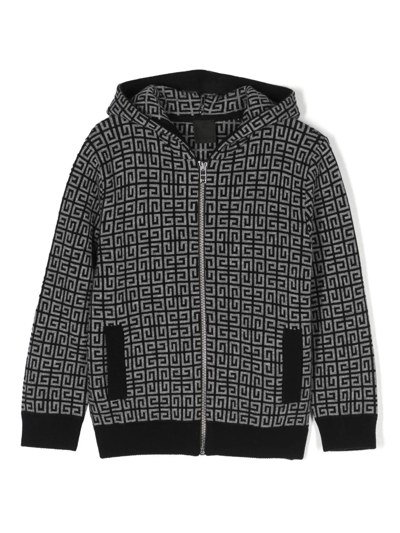 Givenchy Kids' Black Cotton-cashmere Blend Knitted Hoodie