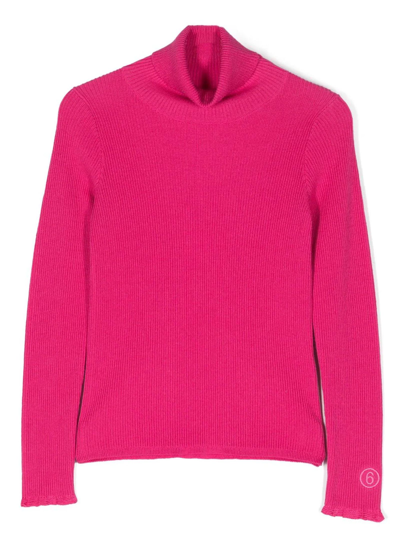 Maison Margiela Kids' Fuchsia Cotton-cashmere Blend Sweater
