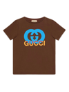 GUCCI GUCCI KIDS T-SHIRTS AND POLOS BROWN