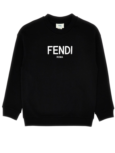 Fendi Kids' Boy's Classic Logo-print Sweatshirt In Black