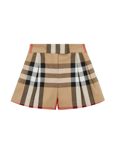 Burberry Kids Exaggerated Check Pleated Skirt (3-14 Years) In Beige