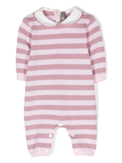 Little Bear Babies' Stripe-print Virgin Wool Romper In Grey