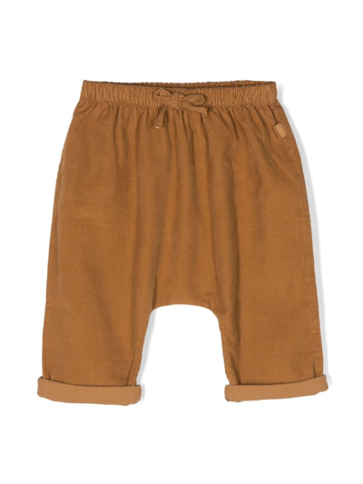 Teddy &amp; Minou Babies' Ribbed Trousers With Drawstring In Brown