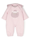 La Stupenderia Faux-shearling Trim Padded Romper In Pink