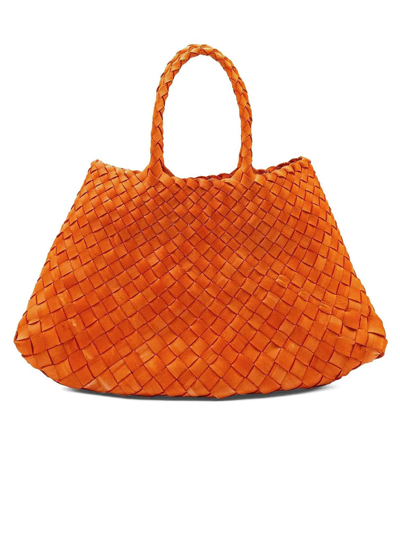 Dragon Diffusion Small Santa Croce Leather Shoulder Bag In Orange