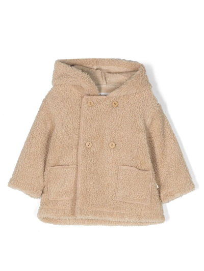 Teddy &amp; Minou Babies' Faux-shearling Hooded Jacket In Beige