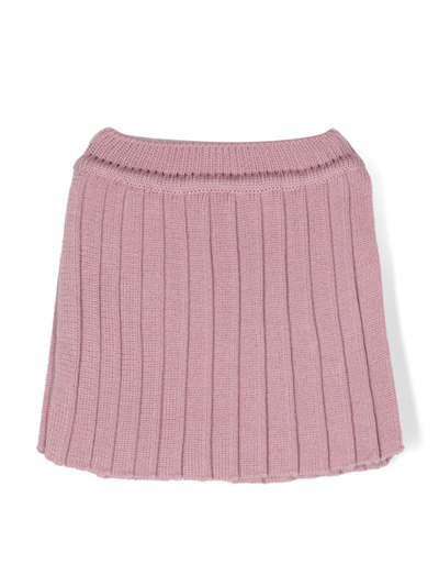 Little Bear Babies' Plissé-effect Virgin Wool Skirt In Pink