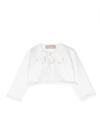 La Stupenderia Floral-embroidered Ribbed-knit Jacket In White