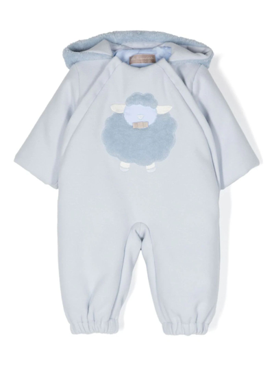 La Stupenderia Babies' Sheep-patch Padded Romper In Blue