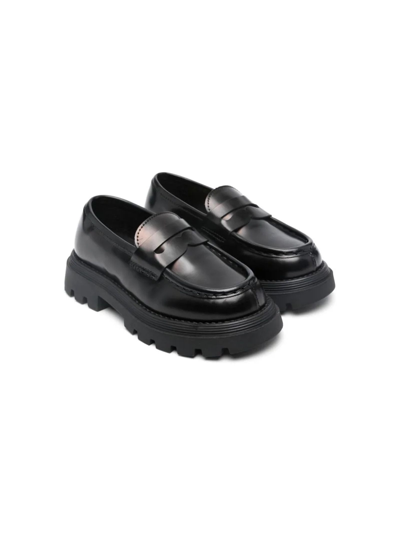 Gallucci Kids' Black Calf Leather Loafers