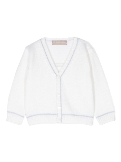 La Stupenderia Babies' V-neck Wool Cardigan In White