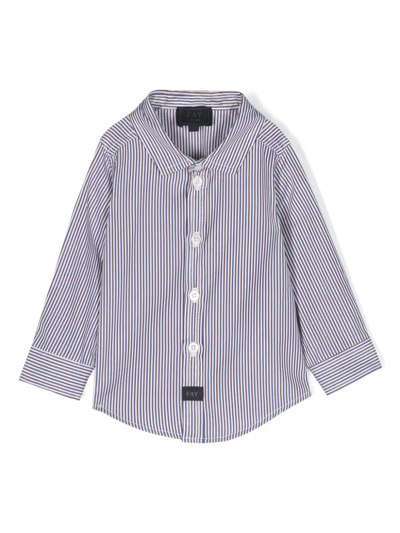 Fay Kids' Striped Cotton Shirt In Blue