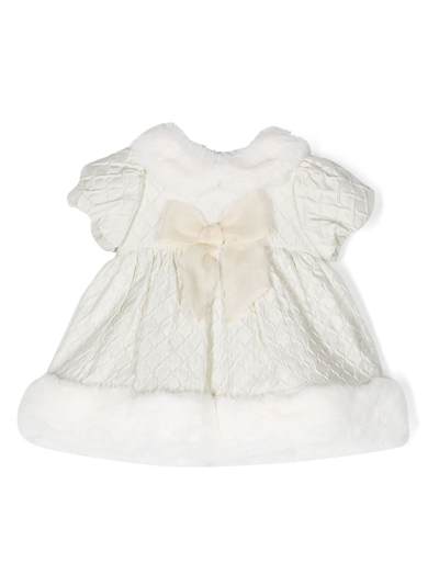 La Stupenderia Babies' Quilted Bow-detail Dress In Neutrals