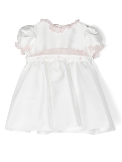 La Stupenderia White Dress For Baby Girl With Flowers
