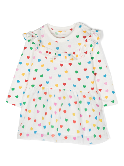 Stella Mccartney Babies'  Kids Girls Ivory Organic Cotton Heart Dress In White