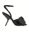 Ferragamo Satin Helena Sandals With Front Bow 10.5cm In Nero