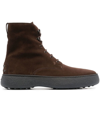 Tod's Striped Suede Ankle Boots With Chunky Rubber Sole For Men In Brown