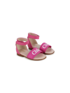 Chloé Pink Stellar Woven-branded Leather Sandals 2-5 Yea In Fuchsia