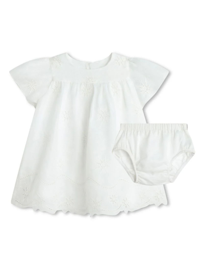 Chloé Babies' 短袖棉连衣裙套装 In White
