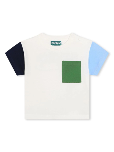 Kenzo Babies'  Kids Boys White Cotton Colourblock T-shirt