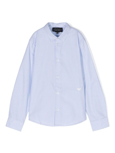 Emporio Armani Kids' Light-blue Cotton Shirt In Clear Blue