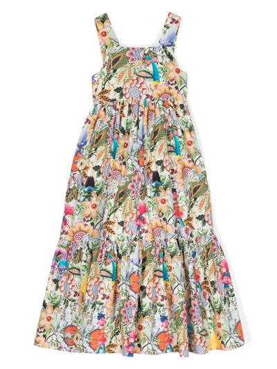 Etro Kids' Floral-print Sleeveless Dress In Neutrals