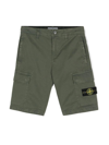 Stone Island Compass-motif Cargo Shorts In Green