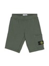 Stone Island Compass-badge Jersey Shorts In Green