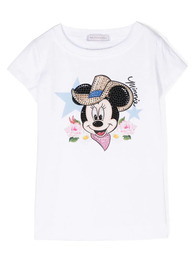 Monnalisa Kids' Girls White Disney Cotton T-shirt