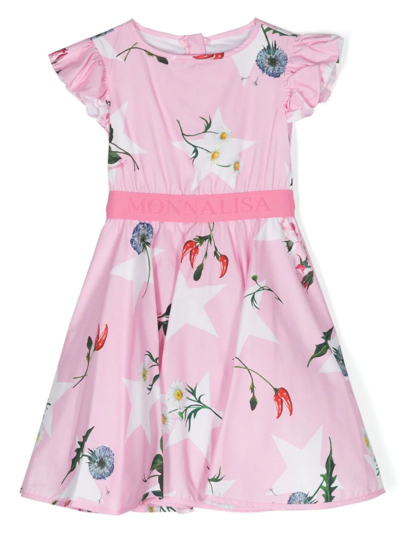 Monnalisa Teen Girls Pink Cotton Floral Dress