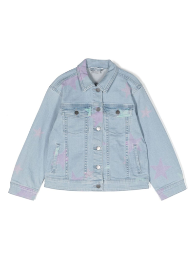 Stella Mccartney Kids' 星星印花牛仔夹克 In Clear Blue