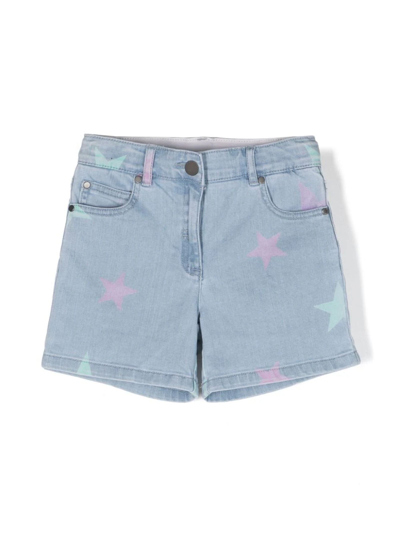Stella Mccartney Kids Teen Girls Blue Star Print Denim Shorts