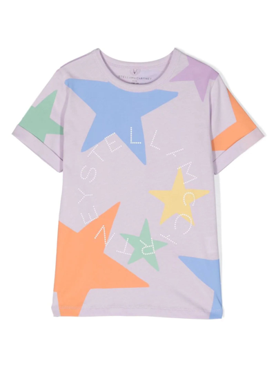 Stella Mccartney Kids Teen Girls Purple Star Print Cotton T-shirt In Multicolor